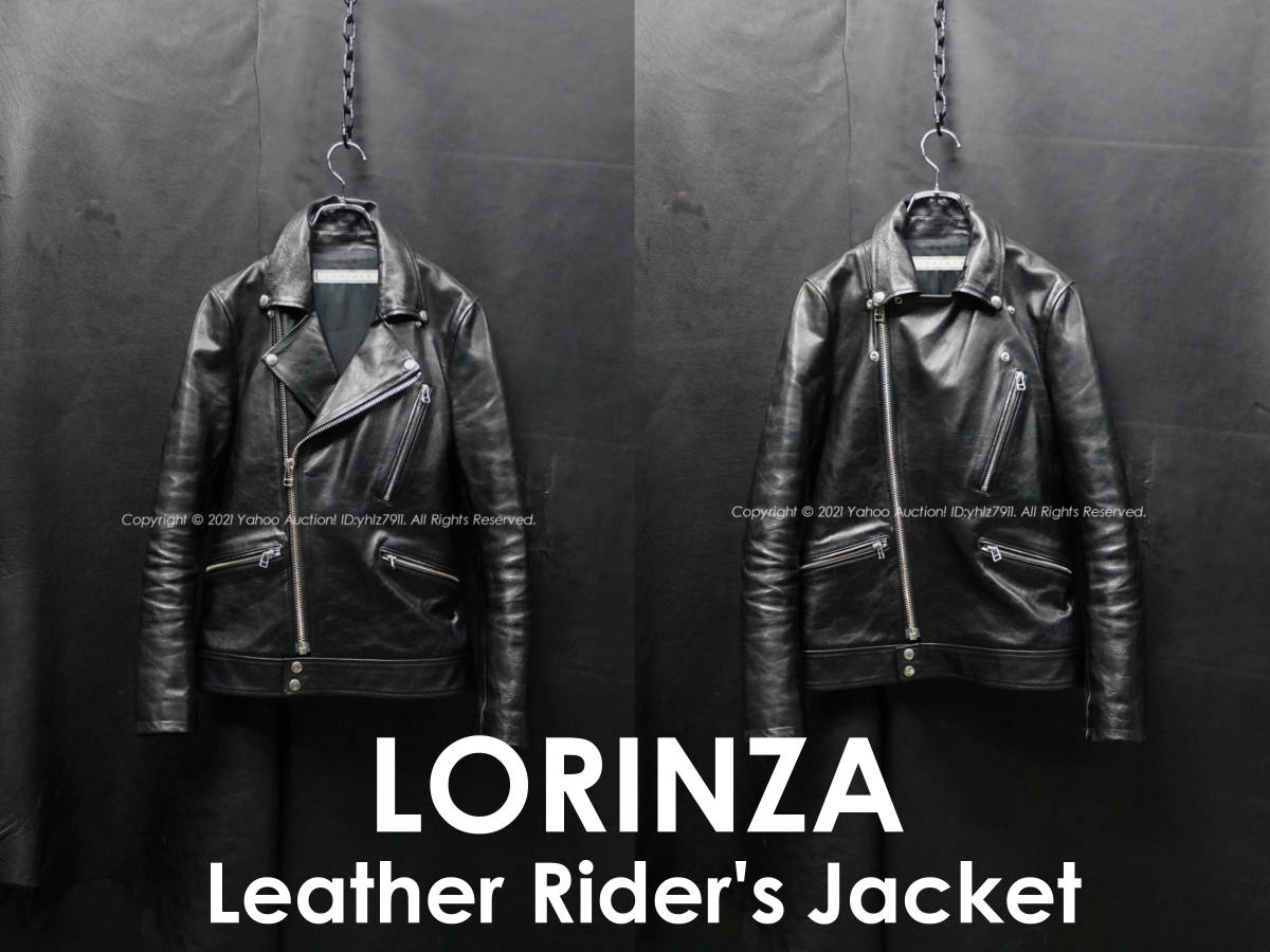 美品 LORINZA サイクロン型 ダブルライダースジャケット 2 レザー スリム タイトフィット カウレザー バイカー 定価106,575円