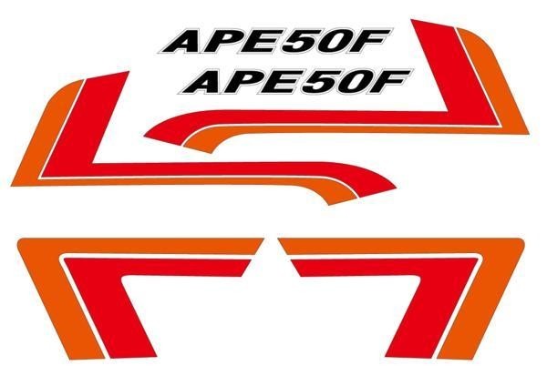 ホンダエイプ APE50 APE100 流線型ライン デカールセット 赤 タンク サイドカバー バイクカスタム_画像1