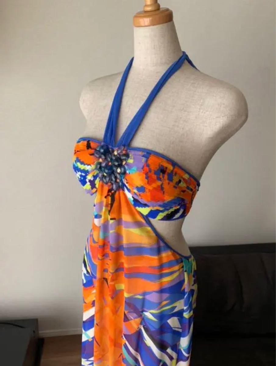 Bcbgmaxazria トロピカル ホルターネック ロングドレス | noonanwaste.com