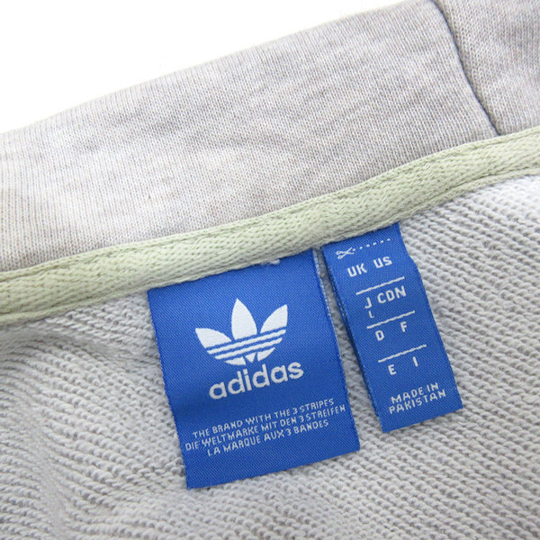 a■アディダス/ADIDAS ORIGINALS ロゴプリント フーディーパーカー/ジップアップ【L】灰/LADIES/47【中古】_画像2