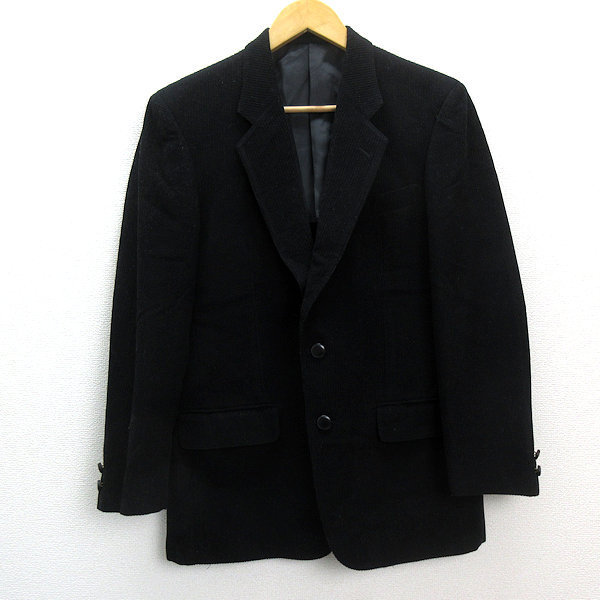 k■90年代・レトロ■ハーディエイミス/HARDY AMIES 2Bカジュアルジャケット【92-80-170】ウールコーデュロイ/黒/MENS■103【中古】_画像1