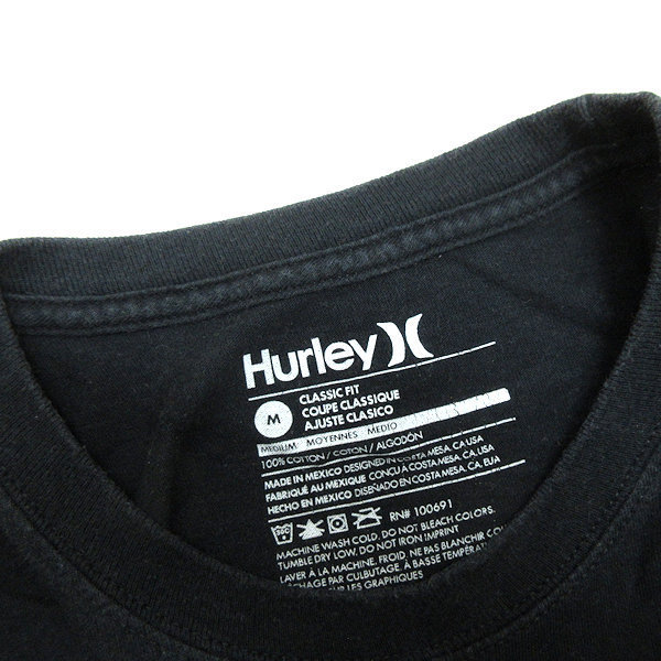 k■ハーレー/Hurley ロゴプリントTシャツ【M】黒/MENS■43【中古】_画像3