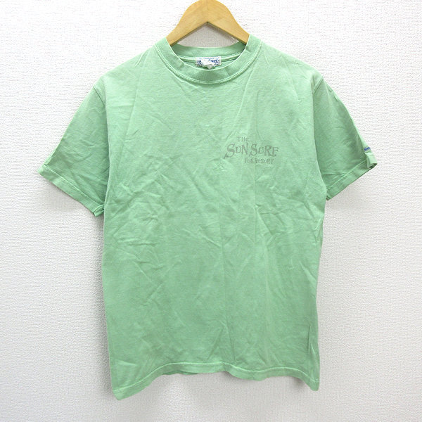 y■USA製■サンサーフ/SUN SURF バックプリントTシャツ■黄緑【メンズS】MENS/アメカジ88【中古】_画像1