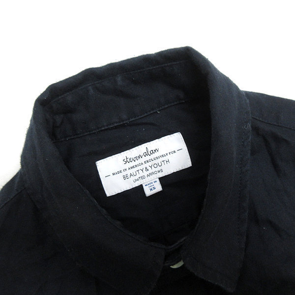 y■USA製■ユナイテッドアローズ/UNITED ARROWS STEVEN ALAN長袖BDシャツ■黒【メンズXS】MENS/160【中古】_画像2