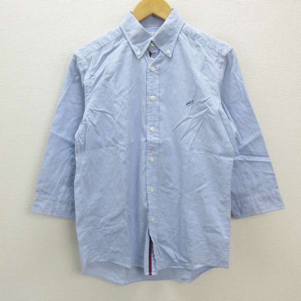 a■ユナイテッドアローズ/GREEN LABEL RELAXING 長袖BDシャツ/ワイシャツ【M】水色/MENS/128【中古】_画像1