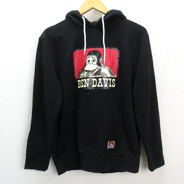 n■ベンデイビス/BEN DAVIS スウェットパーカー【L】黒/LADIES/15【中古】_画像1