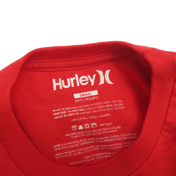 n■ハーレー/Hurley ロゴプリント クルーネックTシャツ【S】赤/MENS/83【中古】_画像3
