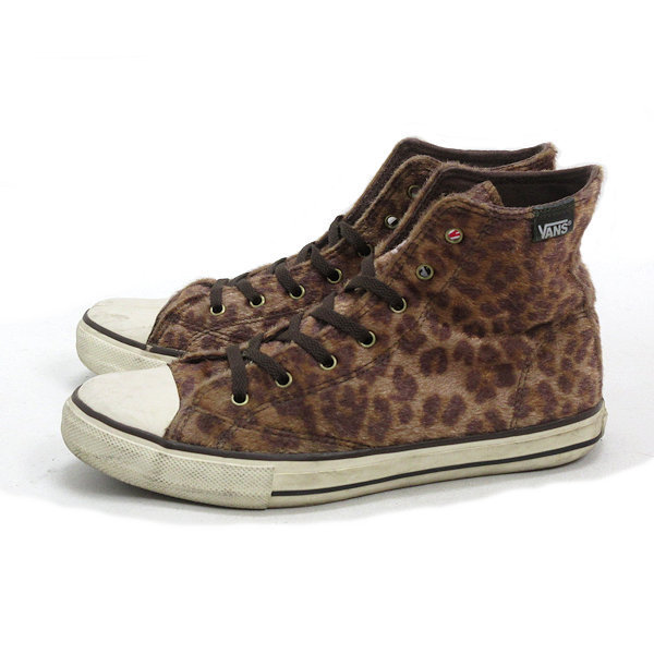 y■【US6H】バンズ/VANS V66LEOPARD レオパード柄ハラコ調スニーカー■茶MENS/61【中古】_画像1