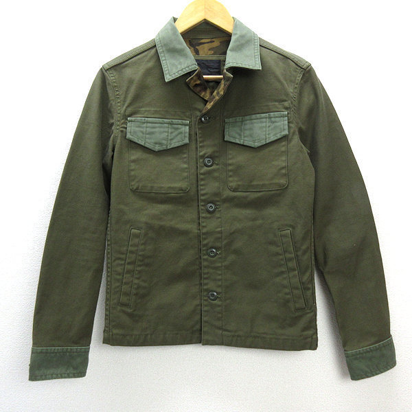 ◇ ジャックローズ/JACK ROSE フルボタン コットンジャケットJKT【44】カーキ/MENS/98【中古】_画像1