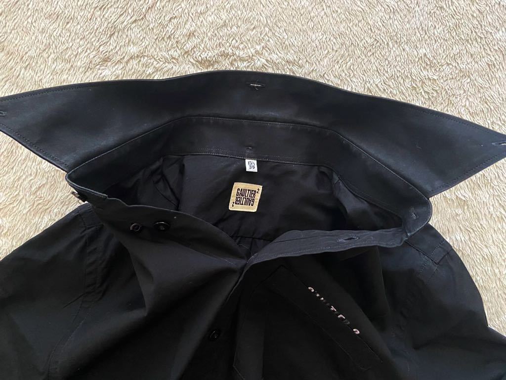  Италия производства GAULTIER GAULTIER size39-15 1/2 рубашка с длинным рукавом черный чёрный vi a автобус Stop покупка мужской Jean paul (pole) Gaultier jean paul