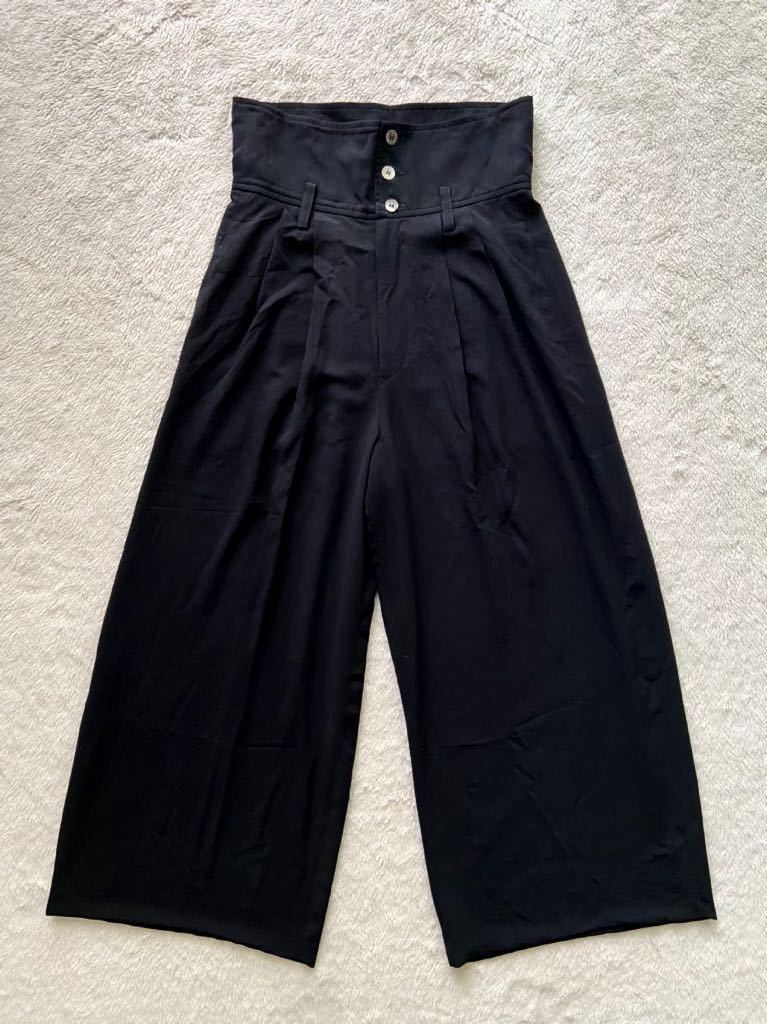 80年代 初期 COMME des GARCONS sizeM ハイウエストワイドパンツ ブラック 黒 コムデギャルソン 1988 美品 スラックス アーカイブ_画像1