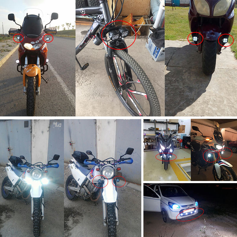 オートバイ 8 ワット LED ヘッドライト バイクスクーター ランプ フォグ ランニングライト AYK45_画像5