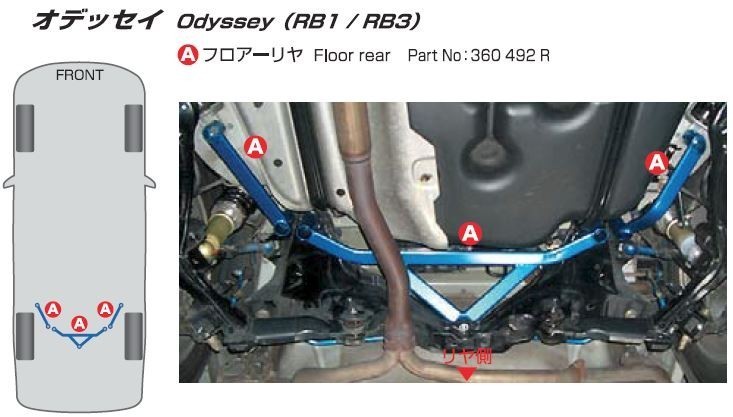 【CUSCO/クスコ】 パワーブレース フロアーリヤ ホンダ オデッセイ RB1,RB3 [360-492-R]