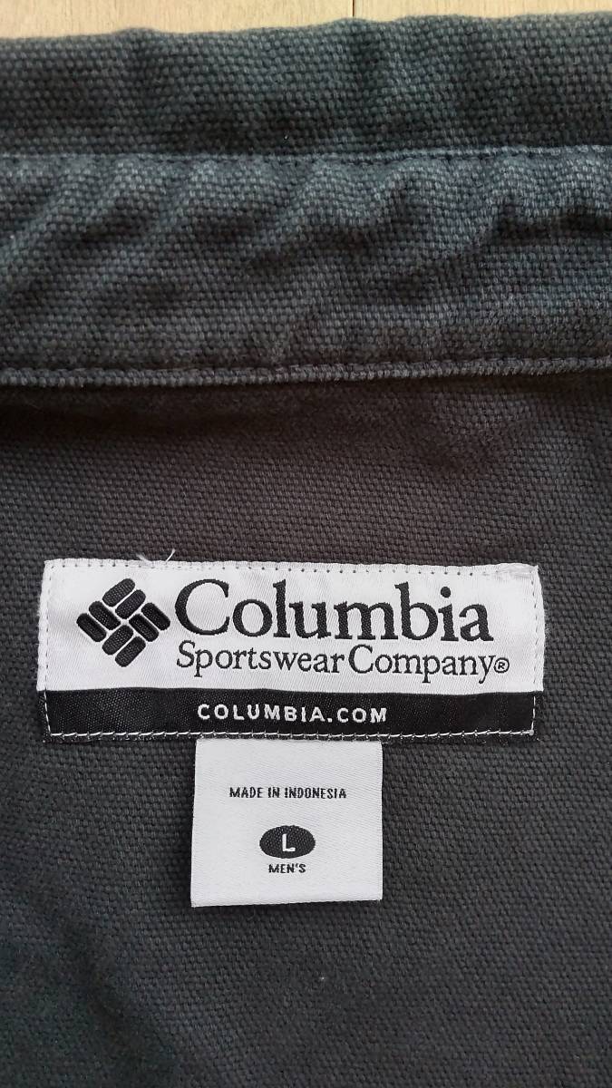 メンズ L 表地綿１００％ ジャケット ダークチャコール系 濃いグレー 上着 ダックカバーオール コロンビア Columbia_画像2