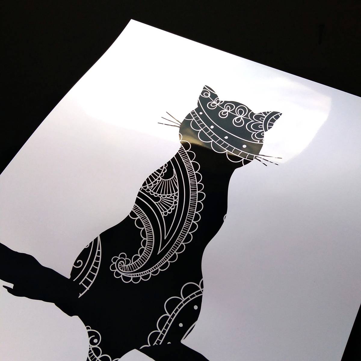 ヤフオク 黒猫 シルエット 模様 イラスト 光沢 ポスター A ヤフオク 黒猫 シルエット 模様 イラスト 光沢 ポスター A