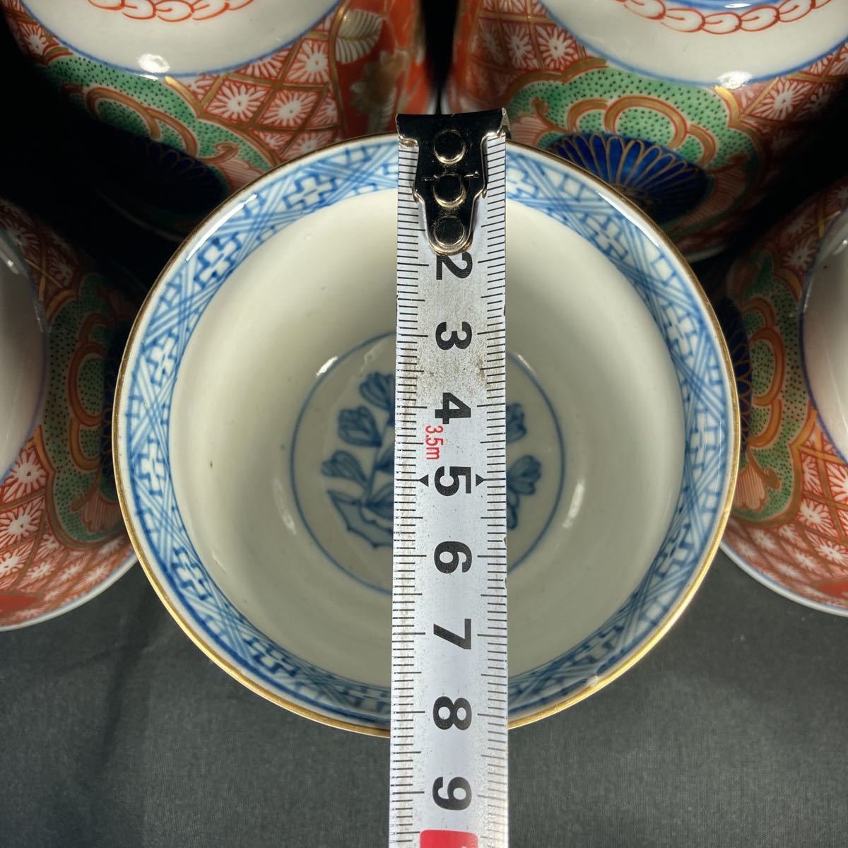 古伊万里 冨貴長春 染錦 湯呑 五客 染付 煎茶道具[2