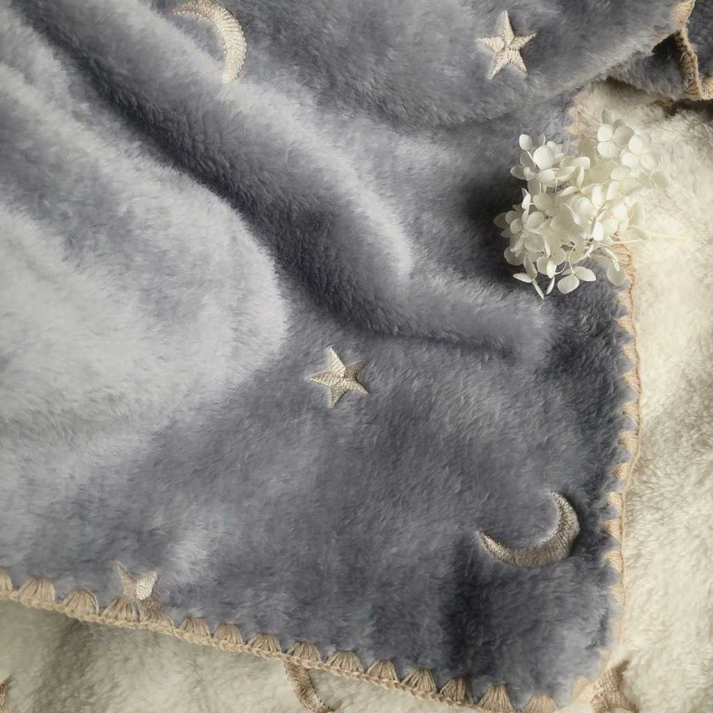  new goods star . month Gold embroidery baby Eve ru fur blanket Korea Eve ru gray 70×90cm