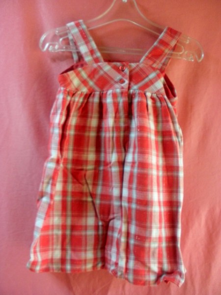 ＵＳＥＤ キッズ ＴＵ ジャンパースカート ２～３歳 赤/白色_画像2