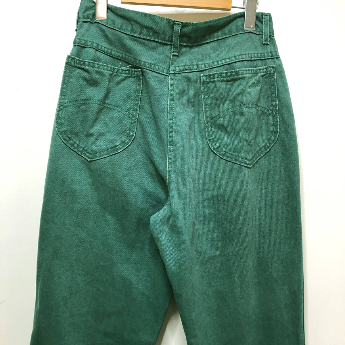 USA古着 80s USA製 デザインカラーデニムパンツ 深緑 11/12 Wrangler 