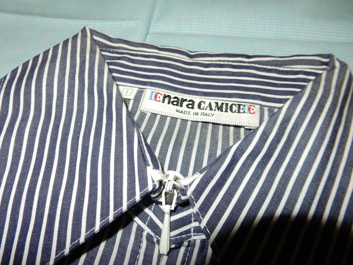**NARA CAMICIE ( Nara Camicie ) полоса застежка-молния блуза **!USED прекрасный товар!
