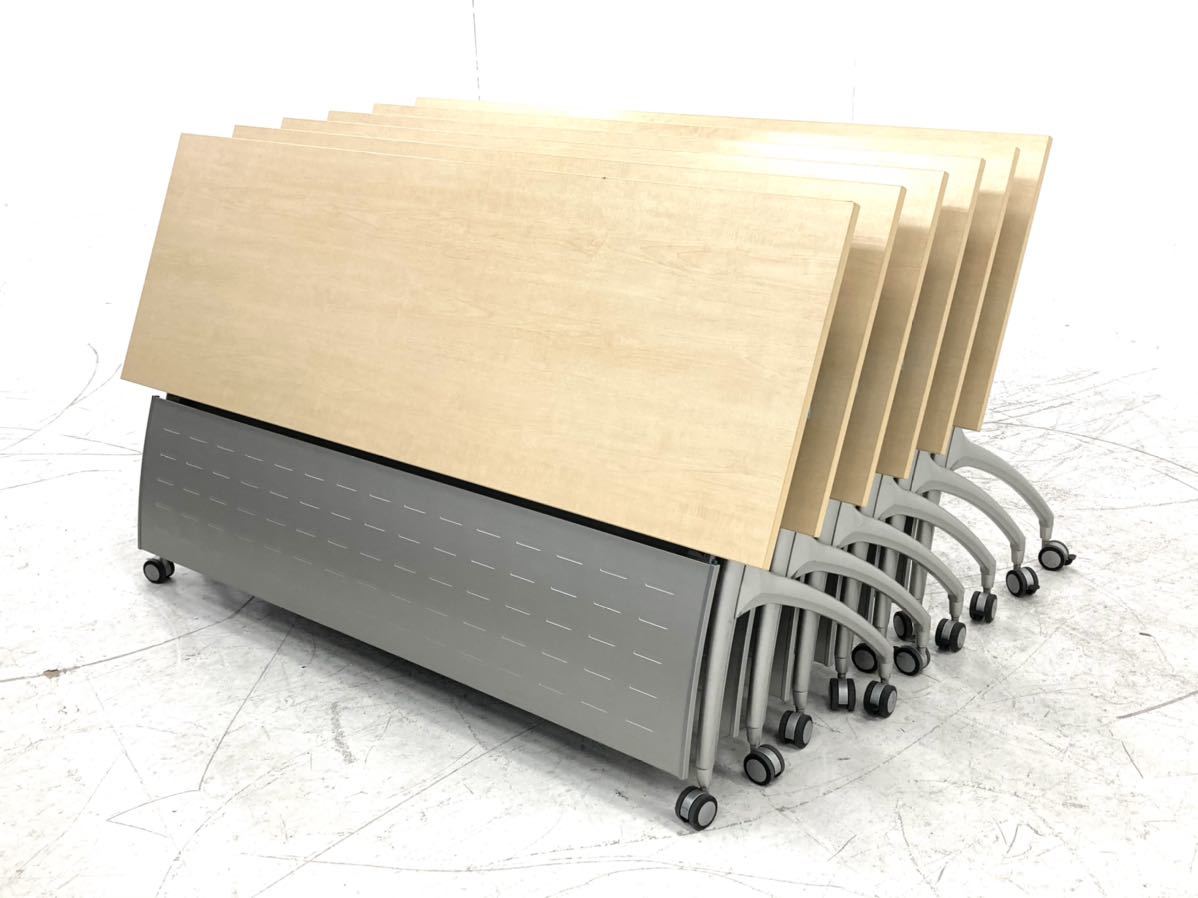 イトーキ　リリッシュ　スタックテーブル　６台セット　約36万　ミーティングテーブル　折り畳み　会議用　パネル付き　棚付き　収納机_画像10