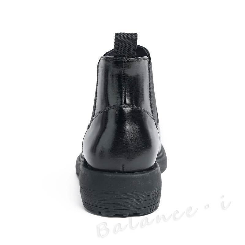 本革 ブーツ ブラック 26.5cm 3E レザー サイドゴアブーツ 厚底 メンズブーツ ウィングチップ 1905-05JS_画像7