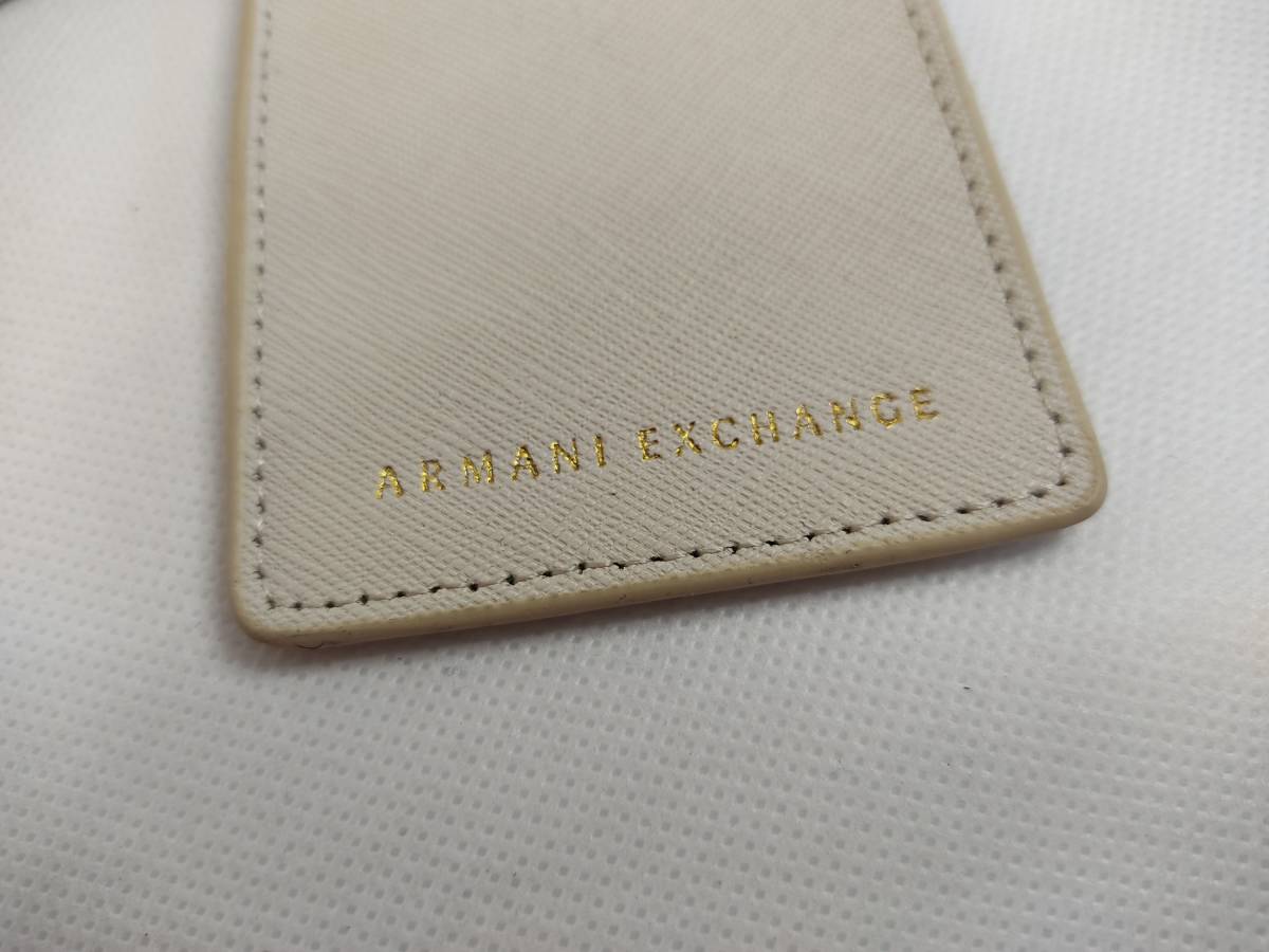 【パケ無料】未使用保管 アルマーニエクスチェンジ Armani AX レザー ラゲッジタグ ネームタグ 白/ホワイト[u4308]_画像2