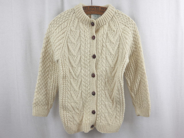  i-ll Land made BLARNEY WOOLEN MILLS Fisherman Alain knitted hand knitted cardigan ( Kids 130cm degree ) unbleached cloth child girls 