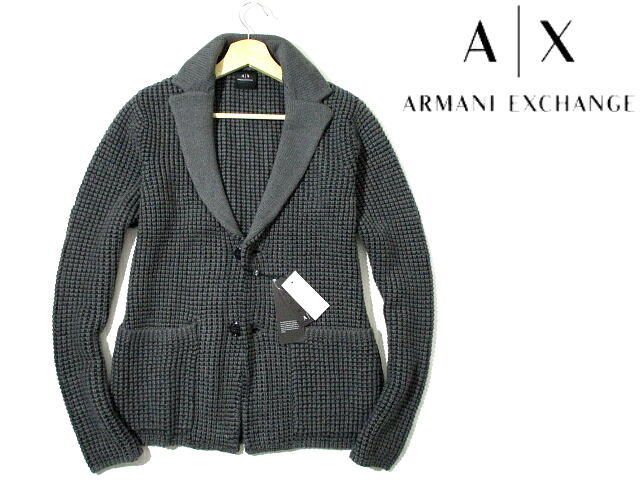 新品完売 即決 定価31536円 アルマーニ エクスチェンジ ニットジャケット グレー XSサイズ ARMANI EXCHANGE ジョルジオ アルマーニ