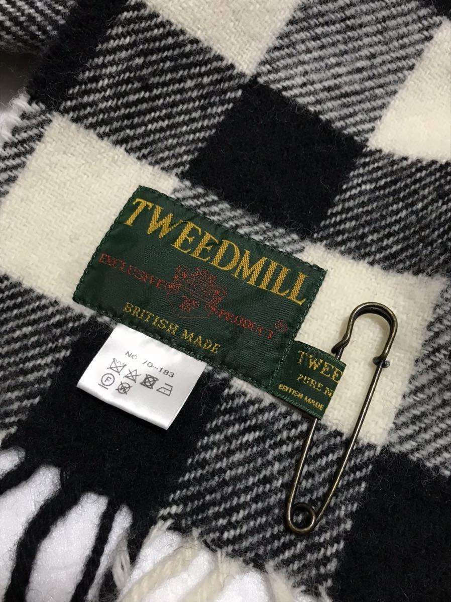 TWEEDMILL ツイードミル チェック柄 大判 ストール ピン付き_画像2