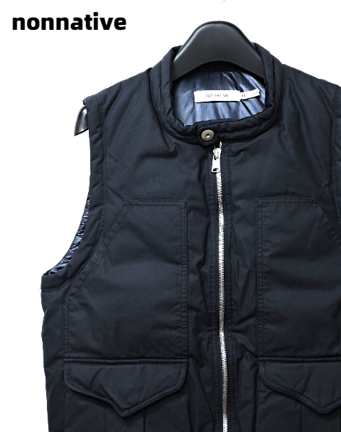 0 ￥45,990【nonnative DRIFTER DOWN VEST COTTON TWILL WAXED NN-V2103 NAVY ノンネイティブ ダウンベスト】