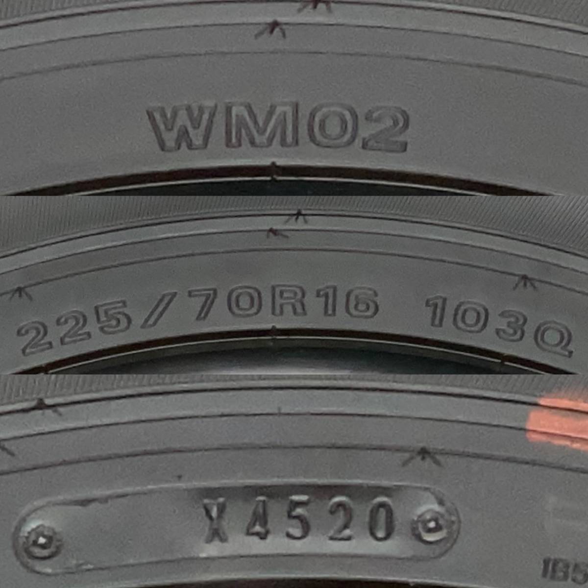 最新作特価ダンロップ WM02 225/70R16(103Q) 20年製　4本　スタッドレス　バリ目！ 中古品
