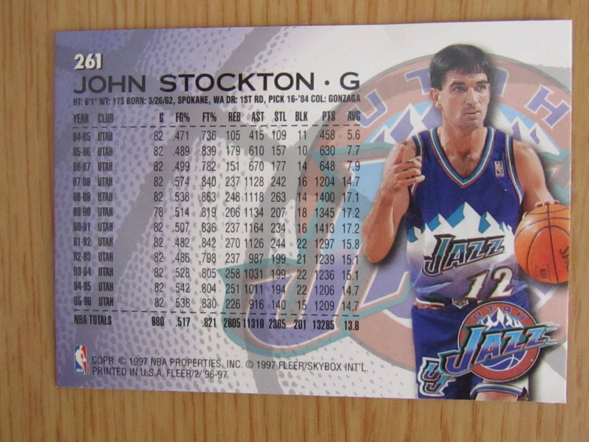 96-97s ジョン・ストックトン ★ JAZZ ユタ・ジャズ NBA トレーディングカード_画像2