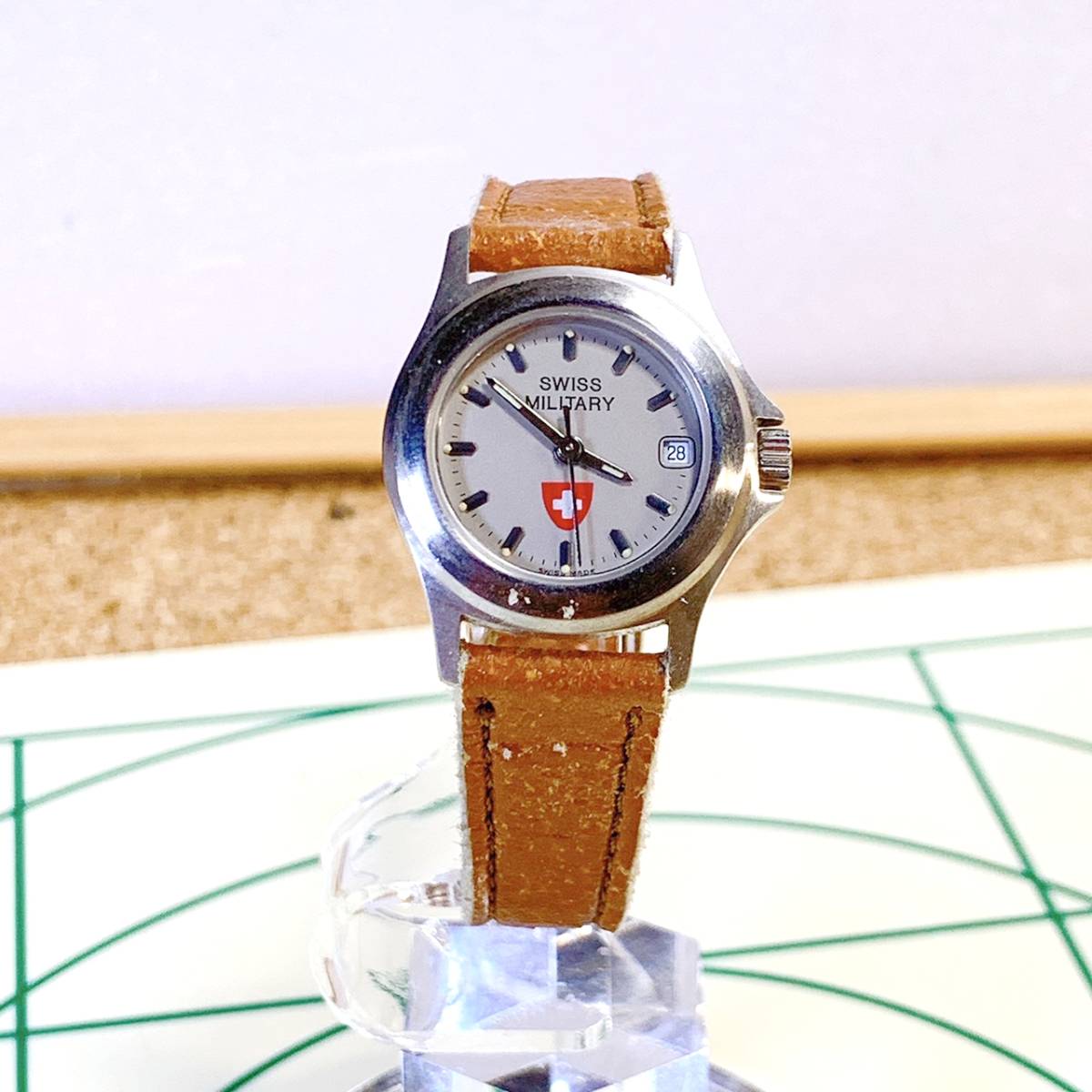  postage 520 jpy! valuable SWISS MILITARY Swiss Military QZ wristwatch men's wristwatch 31014 flat battery present condition goods 