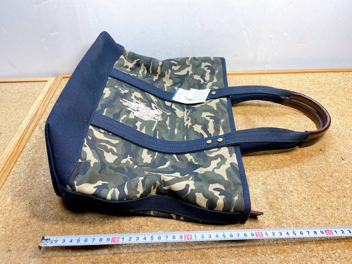  unused valuable POLO Polo canvas tote bag USPA-1881 camouflage pattern camouflage pattern bag Ralph Lauren present condition goods 