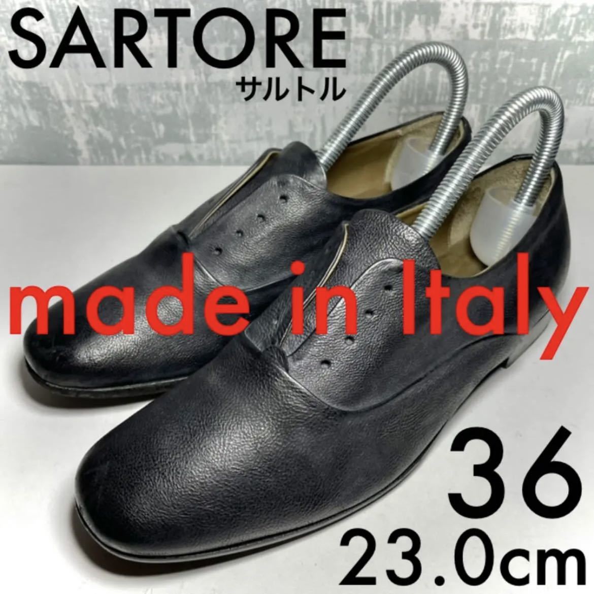 SARTORE サルトル レザー ブーツシューズ 36 グレー-