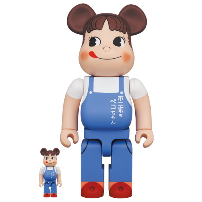 新品/未使用/BE@RBRICK ペコちゃん The overalls girl 100％ ＆ 400％/ベアブリック/不二家/メディコムトイ/ファミリータウン