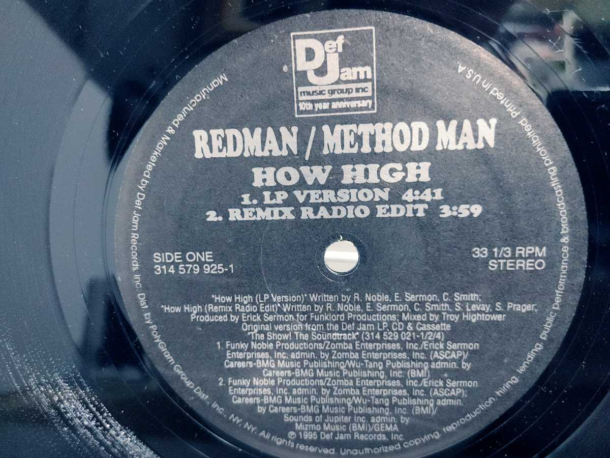 【USオリジナル盤】【12インチレコード】METHOD MAN & REDMAN - HOW HIGH/SILVER CONVENTION - FLY, ROBIN_画像3