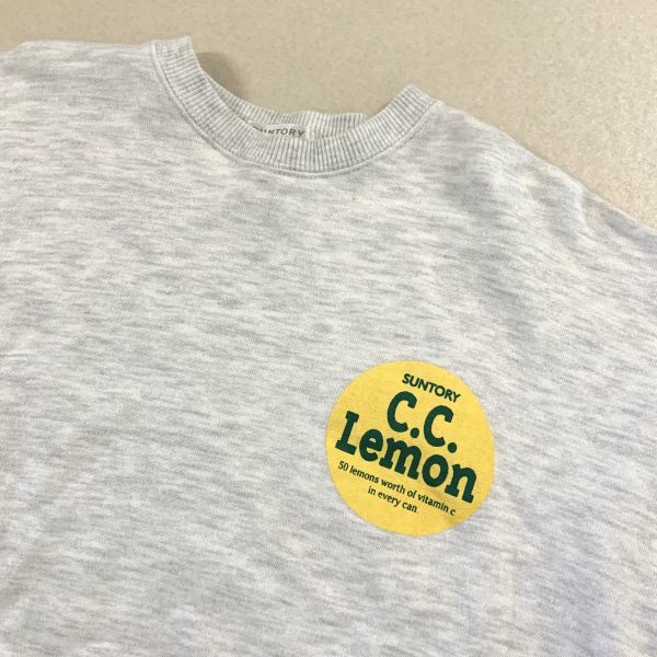  очень редкий трудно найти не продается приз товар Suntory CC Lemonsi-si- лимон тренировочный футболка свободный размер серый collector Vintage 
