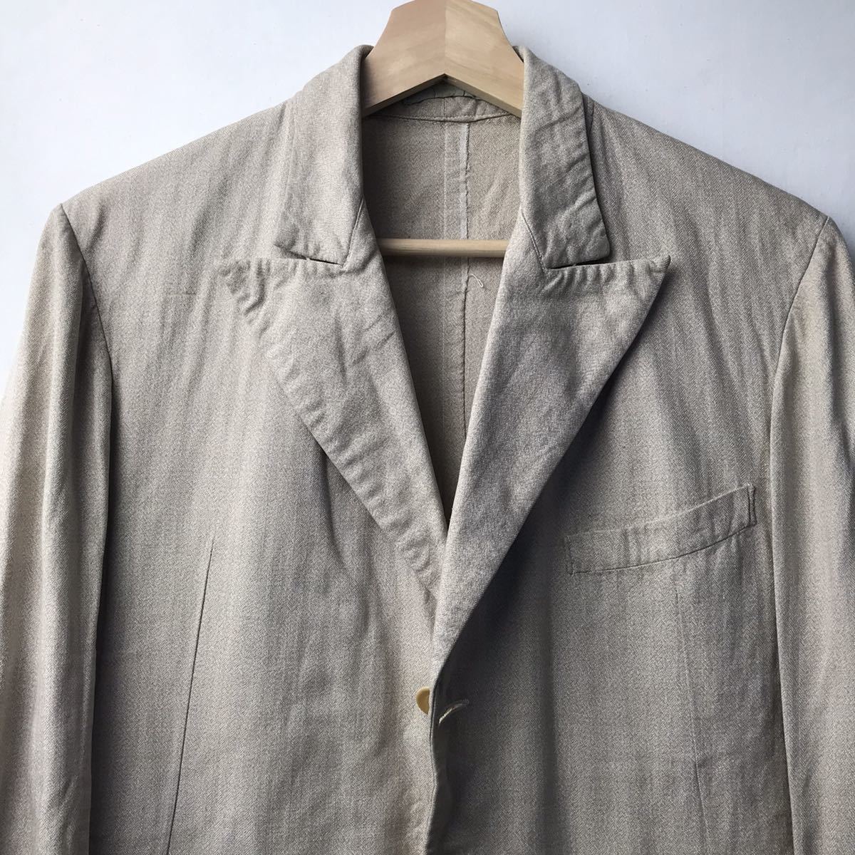 20s30s40s Vintage France sak coat tailored jacket Work jacket herringbone cotton beige 