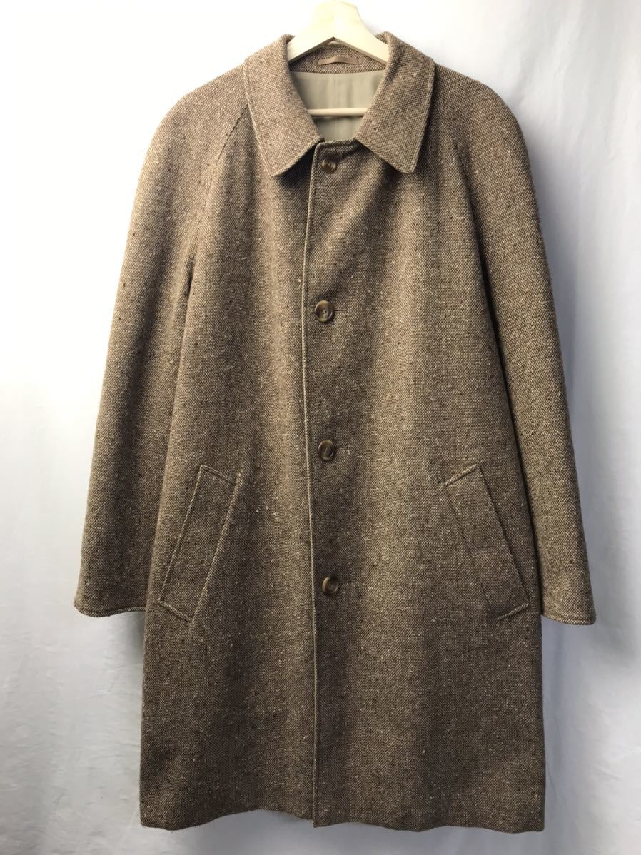 70s80s ビンテージ Aquascutum アクアスキュータム ウールツイード コットン リバーシブル バルマーカーンコート ステンカラーコート 40REG_画像2