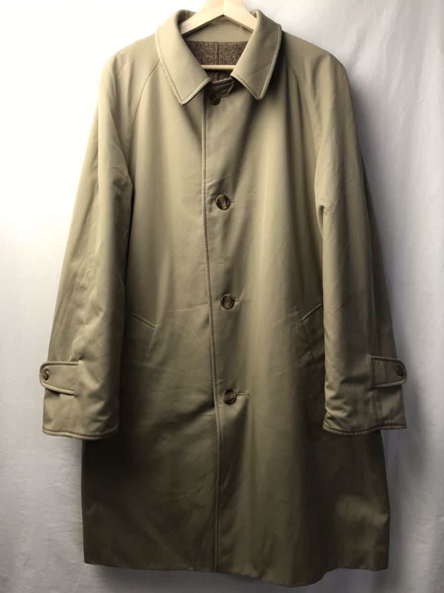 70s80s ビンテージ Aquascutum アクアスキュータム ウールツイード コットン リバーシブル バルマーカーンコート ステンカラーコート 40REG_画像9