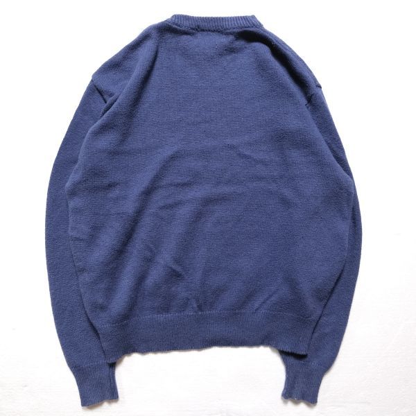 USA制 80’s 90's LLビーン LLBEAN クルーネック コットン ニットセーター 青系 (M) 80年代 90年代 アメリカ制 舊タグ