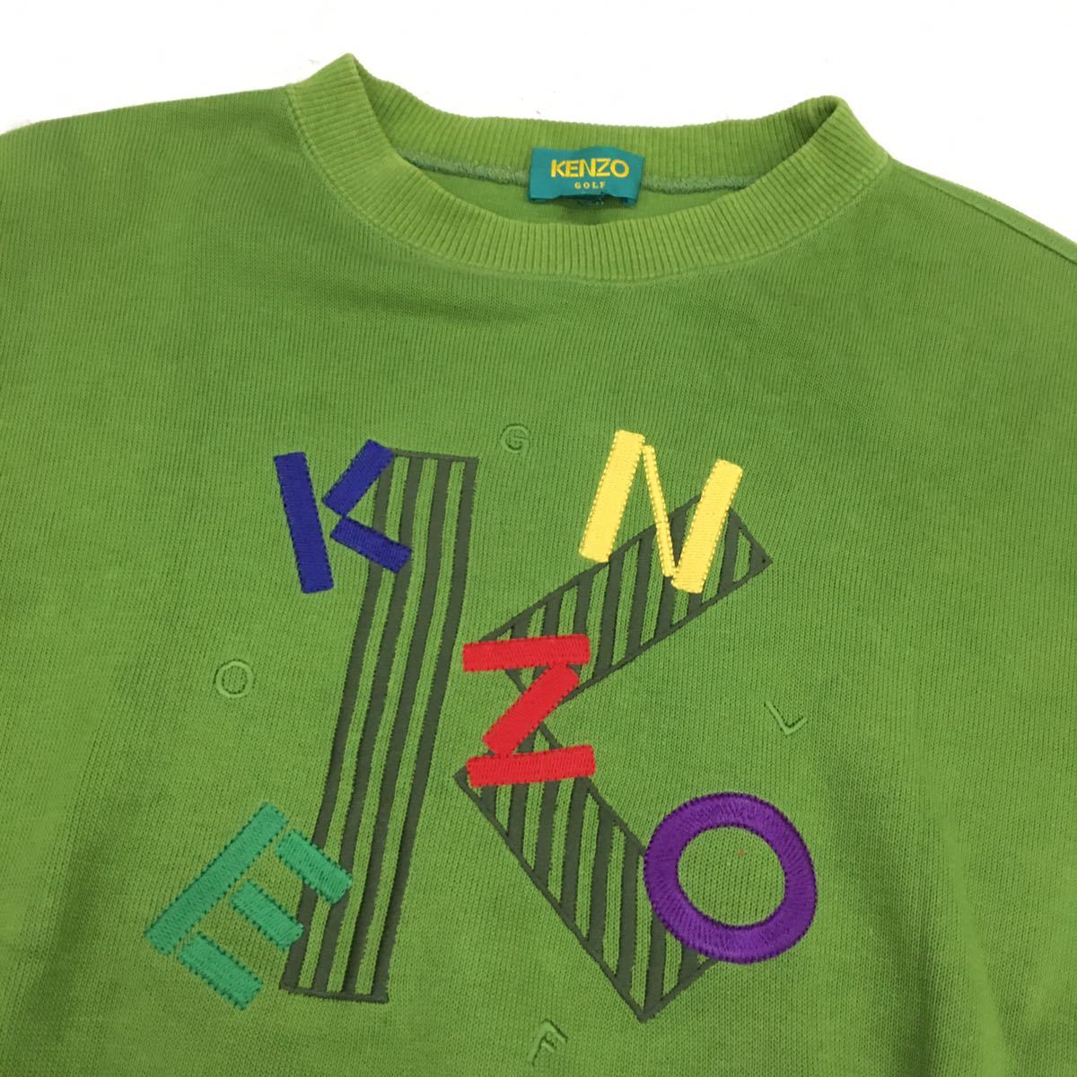 KENZO GOLF ケンゾー ゴルフウェア スポーツウェア トレーナー スウェット 長袖 プルオーバー コットン 刺繍ロゴ メンズ サイズ3 日本製  緑