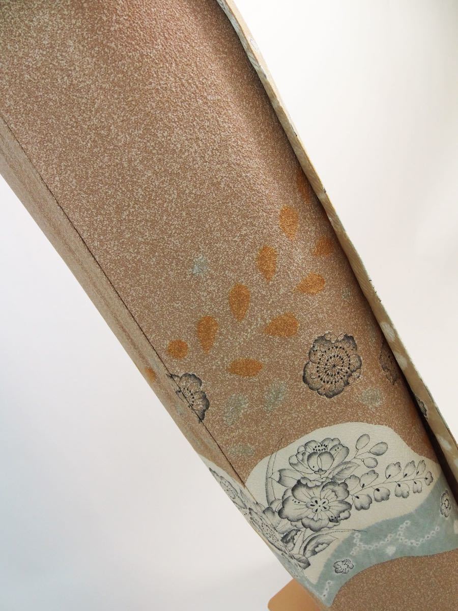 ほぼ美品 辻ヶ花 訪問着 叩き染 作家物 落款 白茶色 webspot.pk