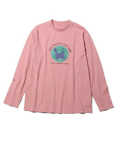 新品 THE SHOP TK Kids 160cm 072 定価2530円 日本最大の 新作商品 16 ネコピンク ガールズリバーシバルスパンコールロングTシャツ
