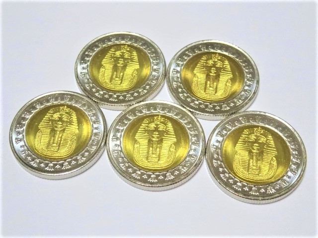 エジプト ツタンカーメン コイン 人気ブラドン 1ポンド 硬貨 貨幣 古銭 金運 ピラミッドパワー 幸運 開運 お守り 風水 5枚セット 【ついに再販開始！】