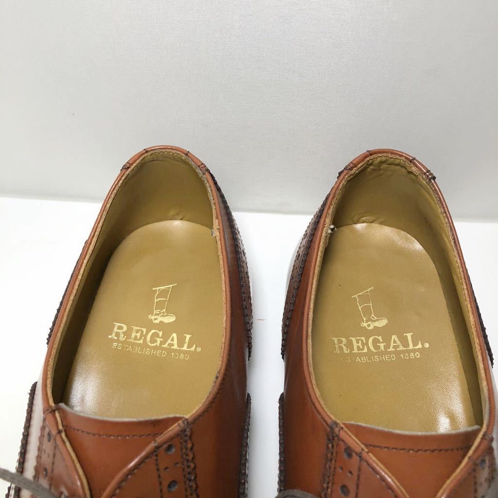 即決　美品　REGAL リーガル　2795 24.5 ブラウン ウイングチップ 革靴 レザー 茶色 ビジネスシューズ　フルブローグ