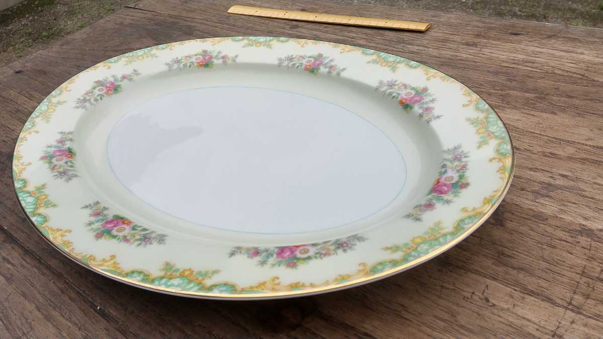 Noritake JACQUIN 大判 サンドイッチ皿 【縦31㌢横41㌢高さ3.5㌢重さ1.7㌔】 1931年オールドノリタケ_画像5