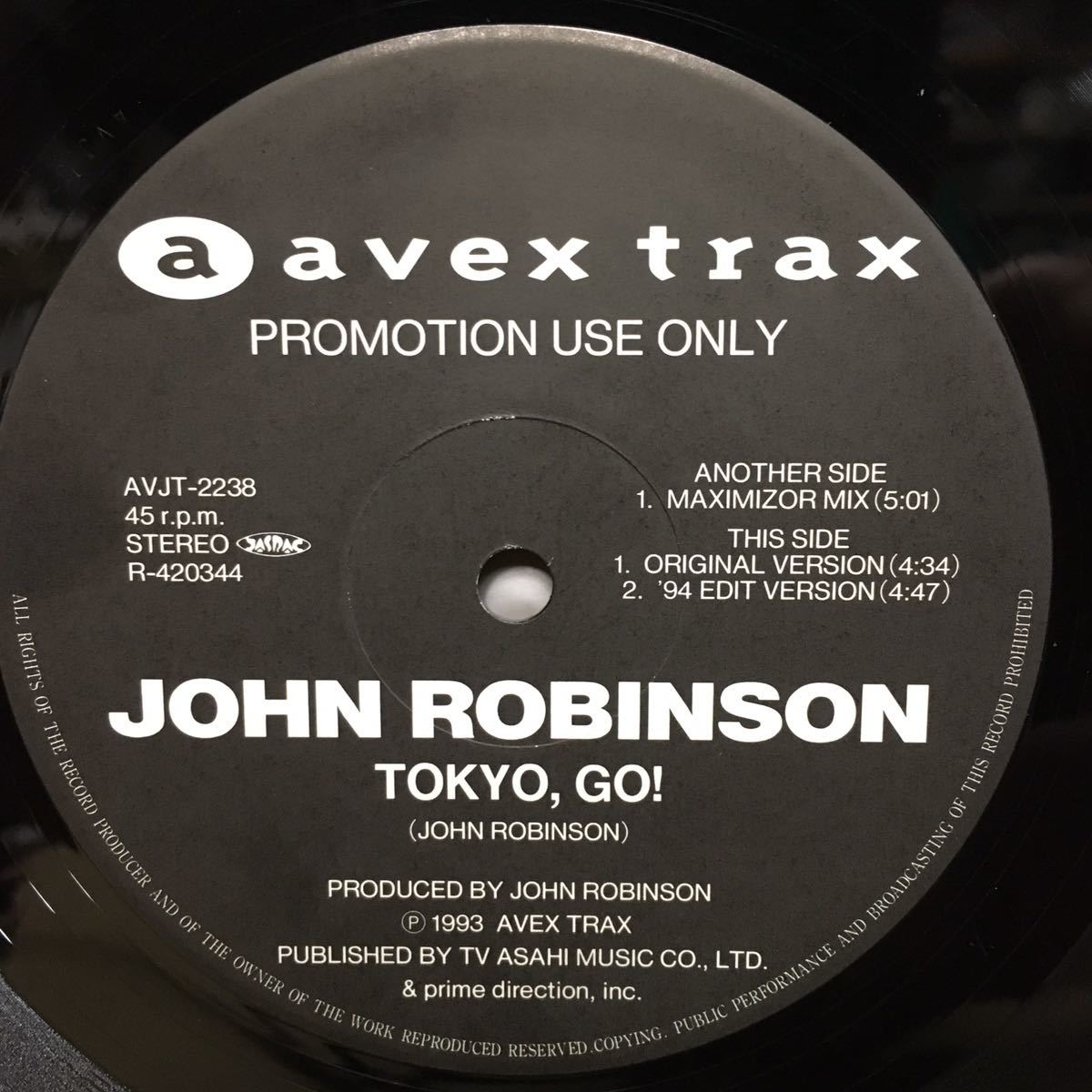 2024激安通販 12' 国内プロモ盤　JOHN ROBINSON / TOKYO, GO! ディスコ